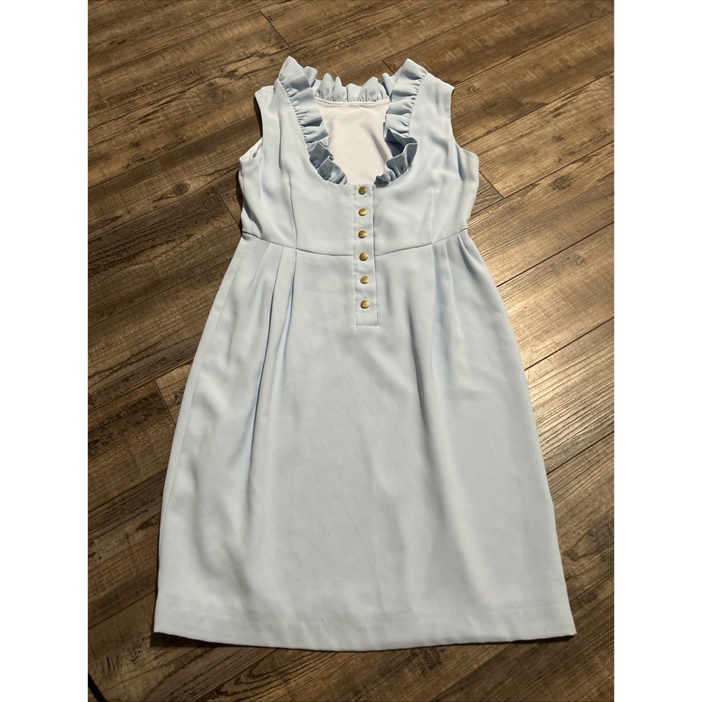 Camilyn Beth Dress Blue Ruffles Sleeveless Pleats Scoop Dress Size 6